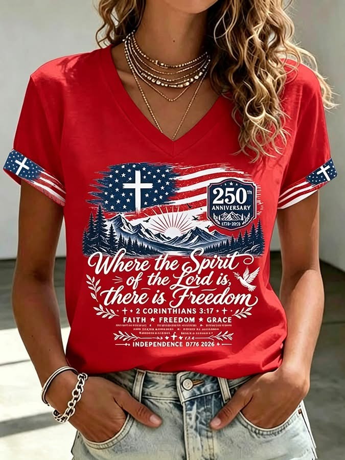Christian Freedom Shirt for Women, USA 250th Anniversary Tee, Independence Day Shirt
