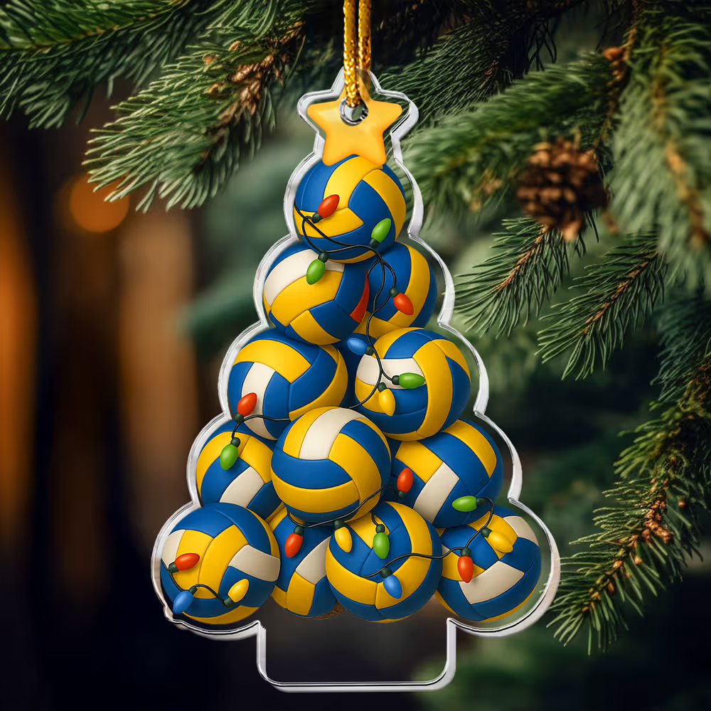 Sport Christmas Tree 2D Flat Custom Acrylic Ornaments, Christmas Tree Balls Personalized Acrylic Ornament