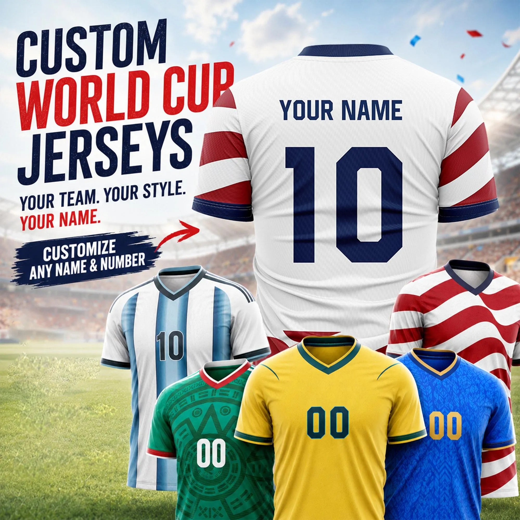 Fully Personalized Soccer Jersey With Custom Team Logo Name And Number, Football Fan Shirt