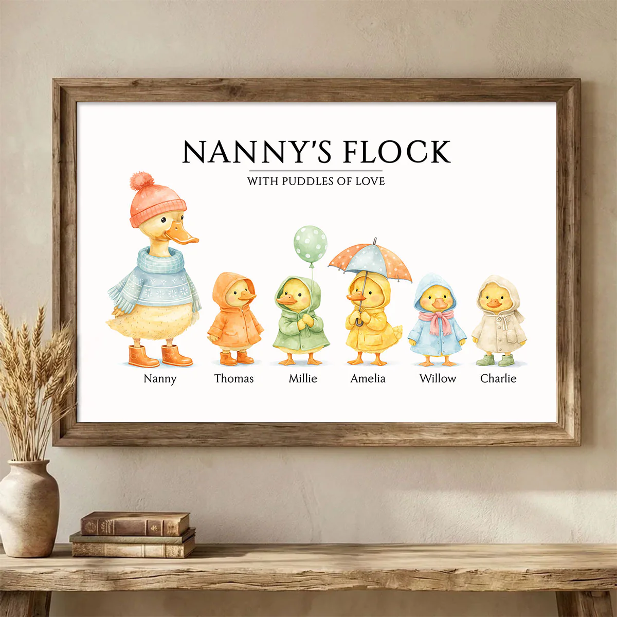 Nanny & Grandad's Flock Family Poster Wall Art, Custom Wall Prints Mother's Day Gift for Grandma