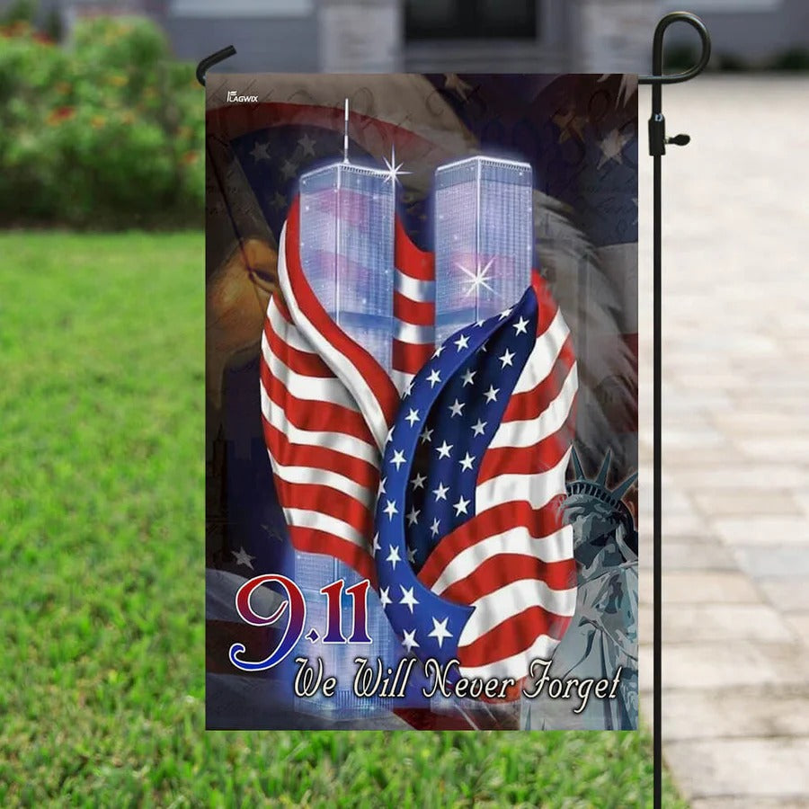 September 11th Flag, September 11th We Will Never Forget, Patriotic Garden Flag