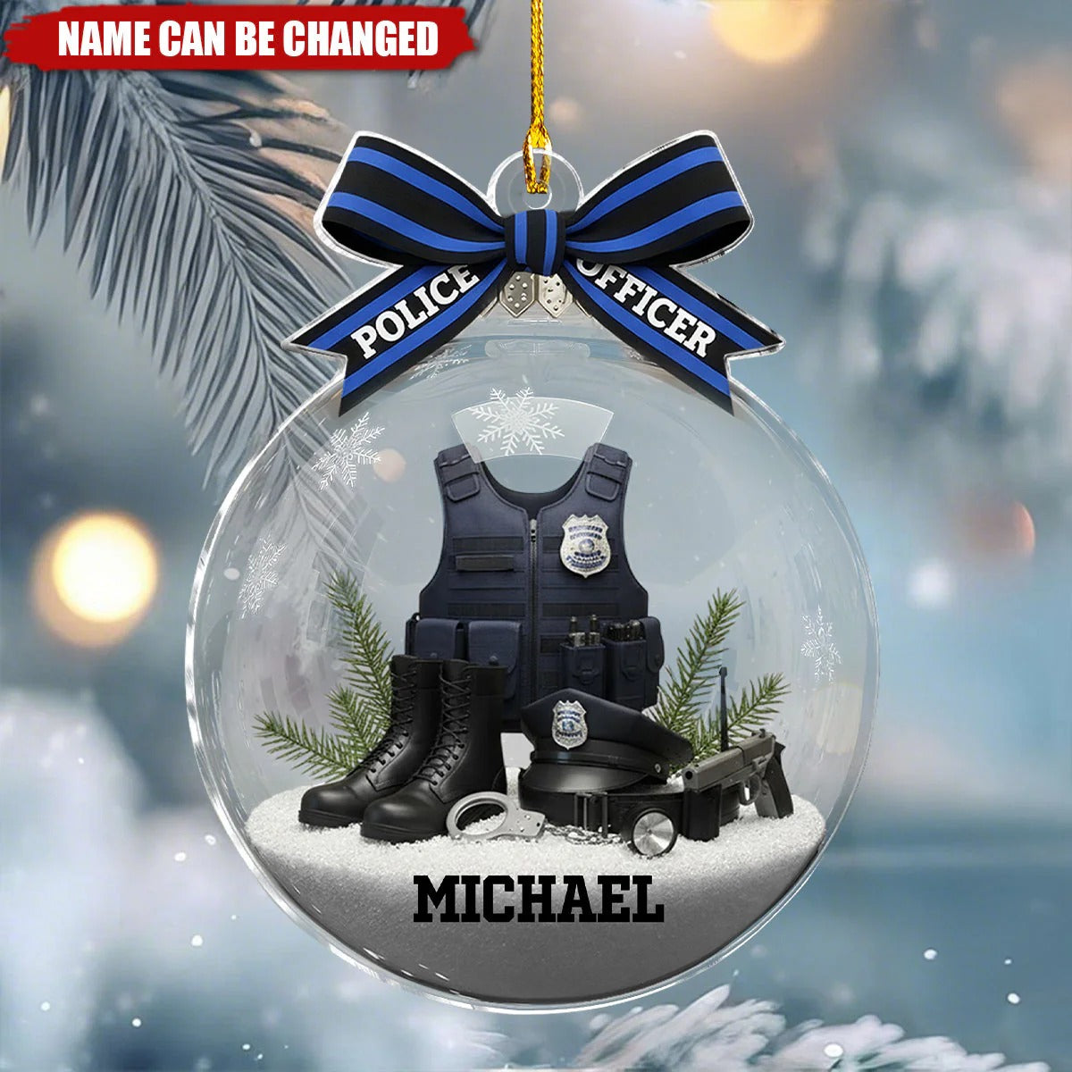 Personalized Police Officer Acrylic Ornament, Police Christmas Ornament, Gifts For Police Officers