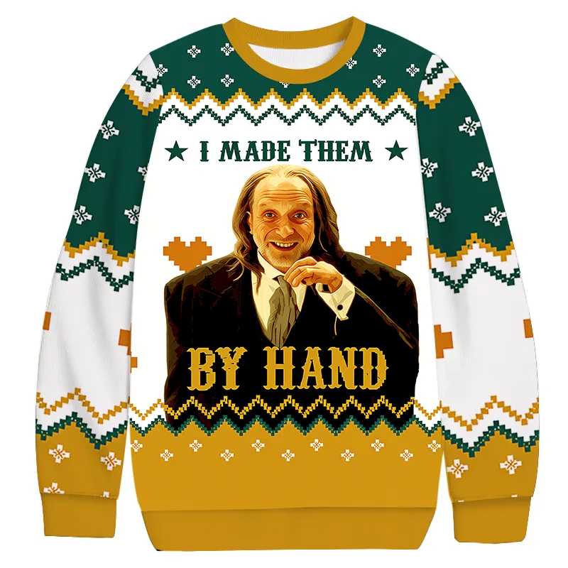 I Made Them By Hand Scary Movie Ugly Sweater, Funny Christmas Ugly Sweatshirt, Xmas Ugly Sweater