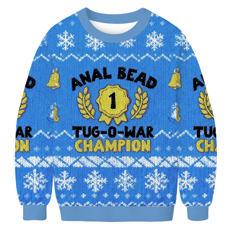 Bead Tug O War Champion Blue Ugly Sweater, Funny Ugly Christmas Sweater, Christmas Ugly Sweatshirt