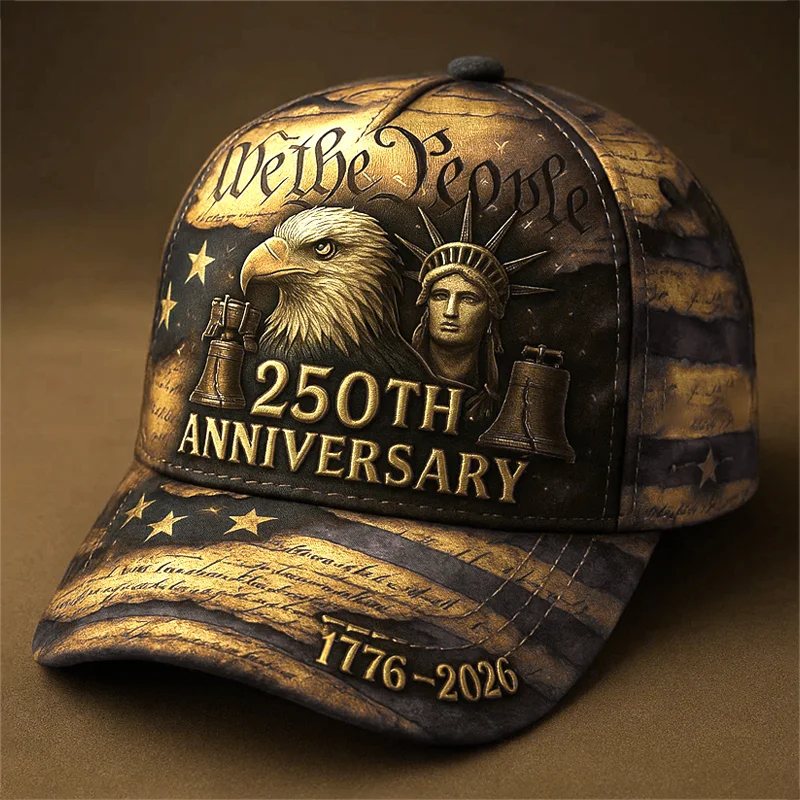 US We The People American Flag United States 250th Anniversary Printed Hat, Patriotic Hat, Classic Cap