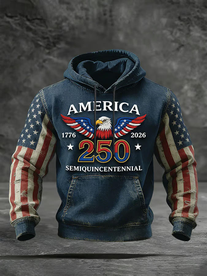 Men's 250th Anniversary Of The United States Commemorating Hoodie, Hooded Jumper 4th Of July Gift