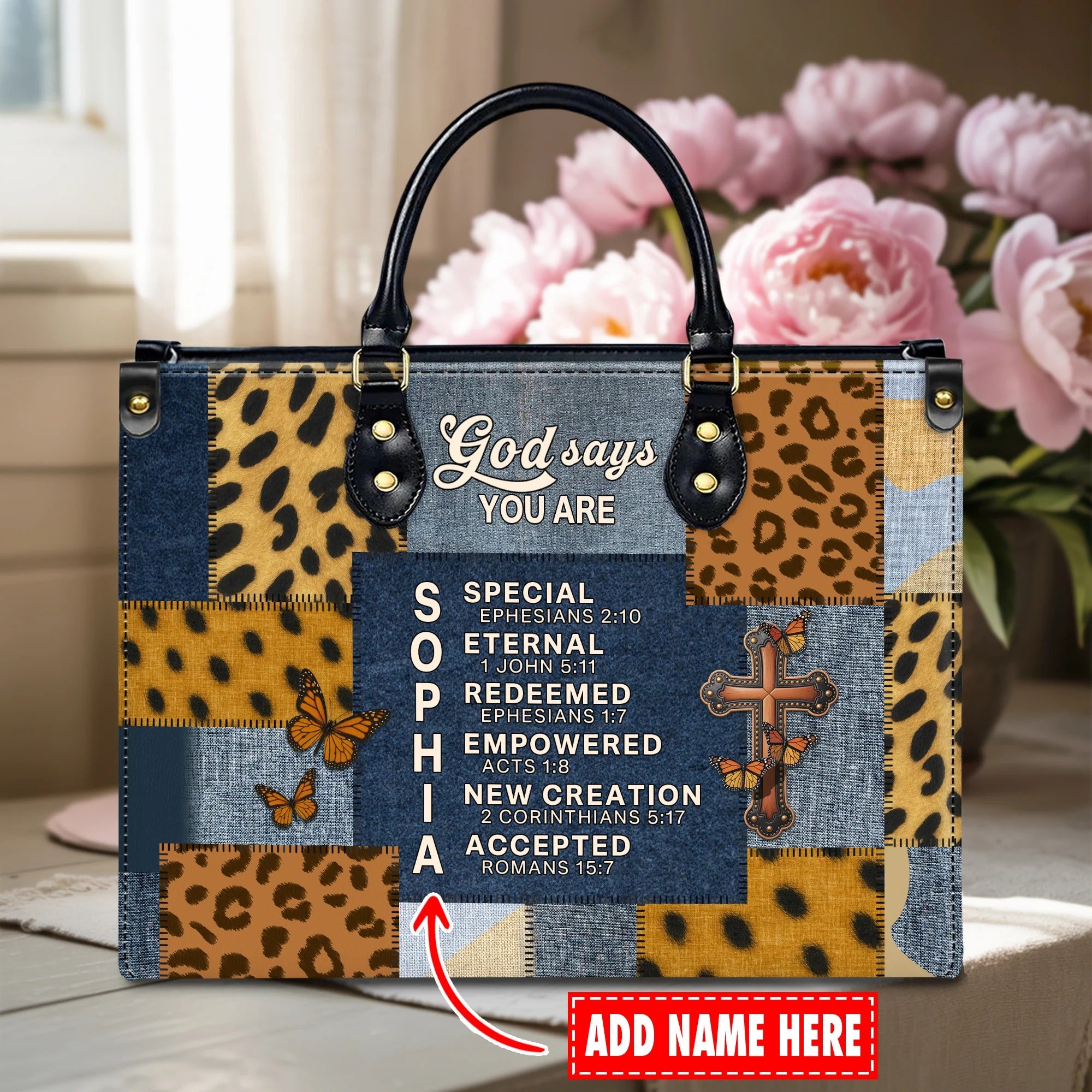 God Says You Are Special Eternal Redeemed Empowered New Creation Accepted Personalized Leather Handbag