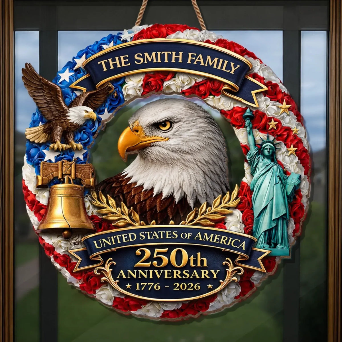 Personalized America 250 Eagle Custom Wood Sign, Patriotic Garden Decor, Housewarming Gift