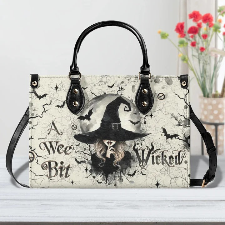 A Wee Bit Wicked - Halloween Leather Bag, Halloween Gift, Bookish Gifts, Gifts For Readers