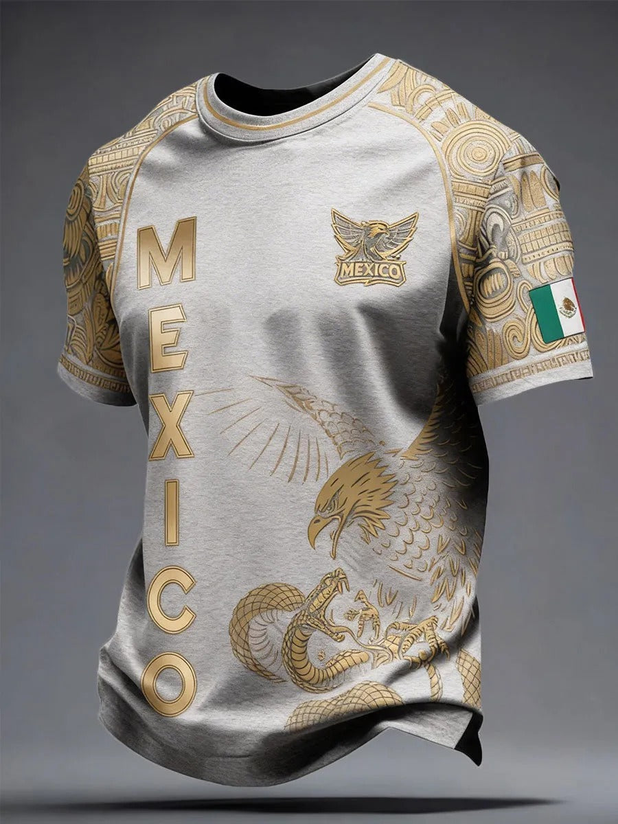 Mexico Aztec Heritage Light Grey Eagle T-Shirt, Soccer Champion Gameday Shirts, Soccer Fan Gift
