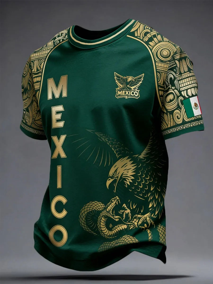 Mexico Aztec Heritage Gold Green Eagle T-Shirt, Soccer Champion Gameday Shirts, Father's Day Present