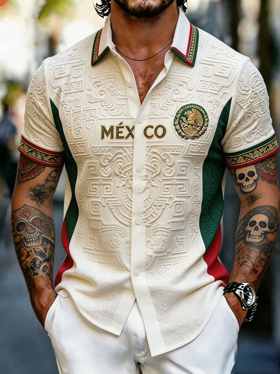 Mexican Heritage White Hawaiian Shirt, Soccer Champion Gameday Shirts, Soccer Fan Gift