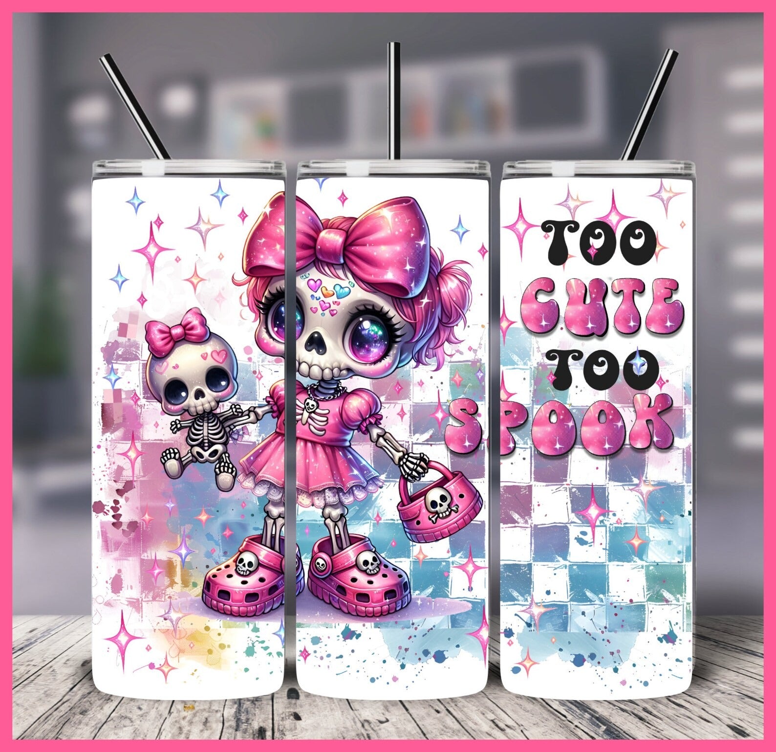 Halloween Skeleton 20oz 30oz Tumbler, Cute Too Cute Too Spook Tumbler, Halloween Gifts