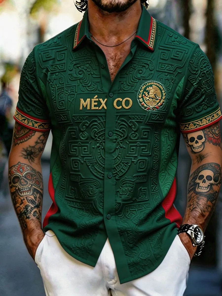 Mexican Heritage Green Hawaiian Shirt, Soccer Champion Gameday Shirts, Soccer Fan Gift