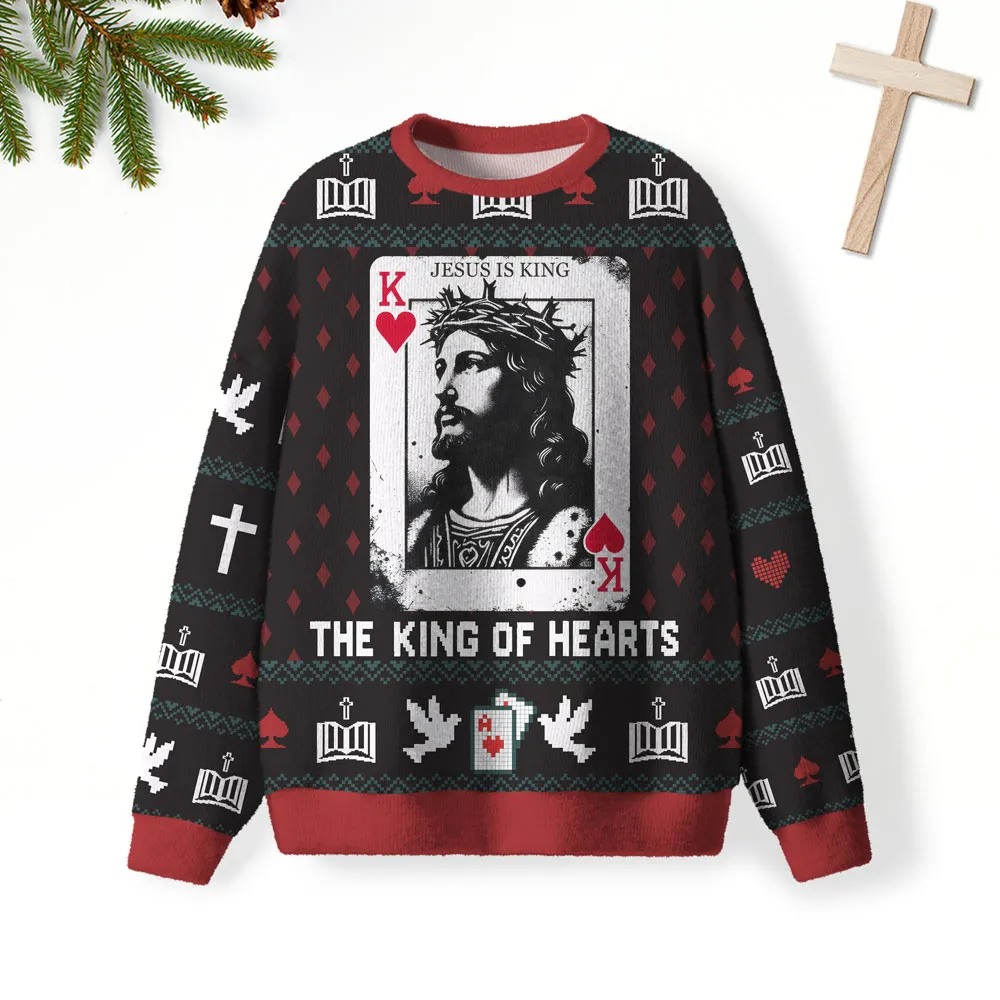 Jesus Is King Furry Christian Funny Ugly Sweater, Ugly Xmas Sweater, Christmas Ugly Sweatshirt