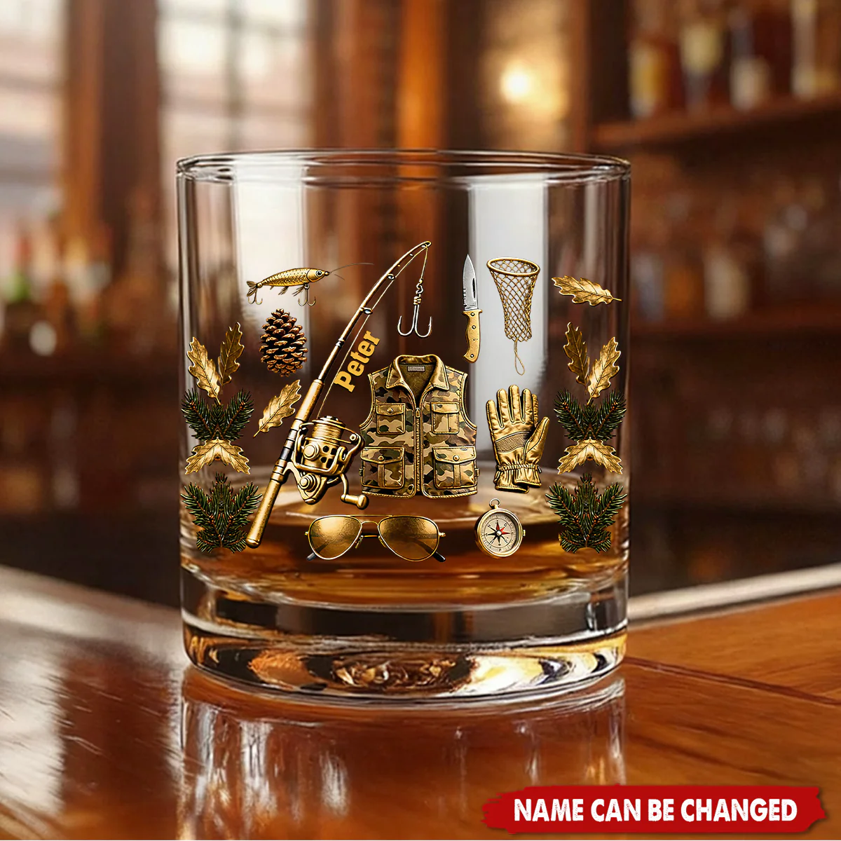 Personalized Fishing For Life Whiskey Glass, Luxury Whiskey Glass, Gifts For Fishing Lovers