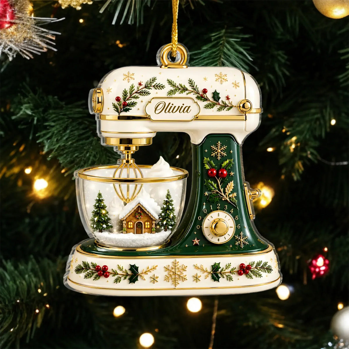 Custom Name Christmas Mixer Acrylic Ornament, Christmas Decorations, Baker Gifts