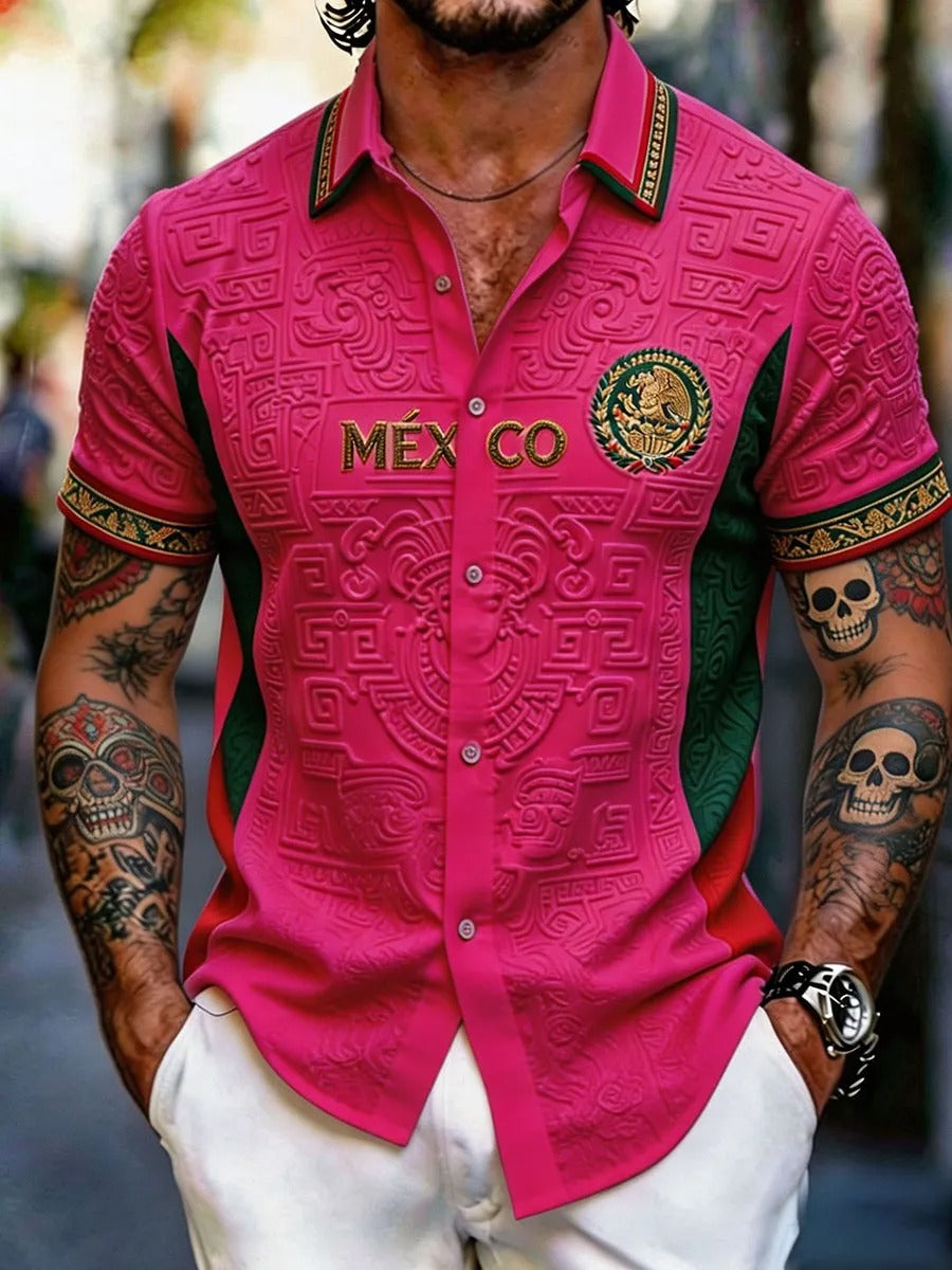 Mexican Heritage Rose Red Hawaiian Shirt, Soccer Champion Gameday Shirts, Soccer Fan Gift