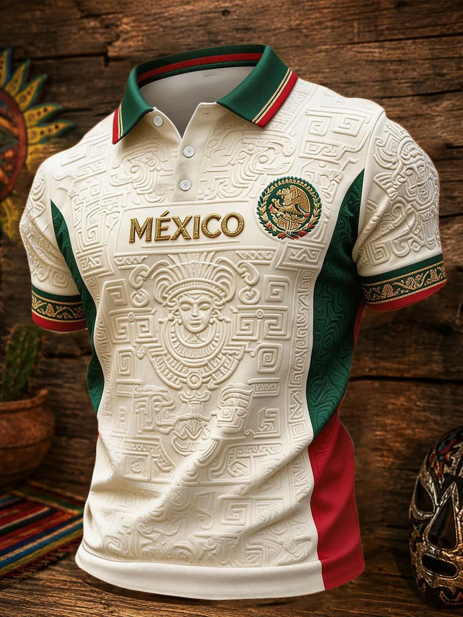 Mexico Aztec Calendar Eagle Polo Shirt, Soccer Champion Gameday Shirts, Soccer Fan Gift