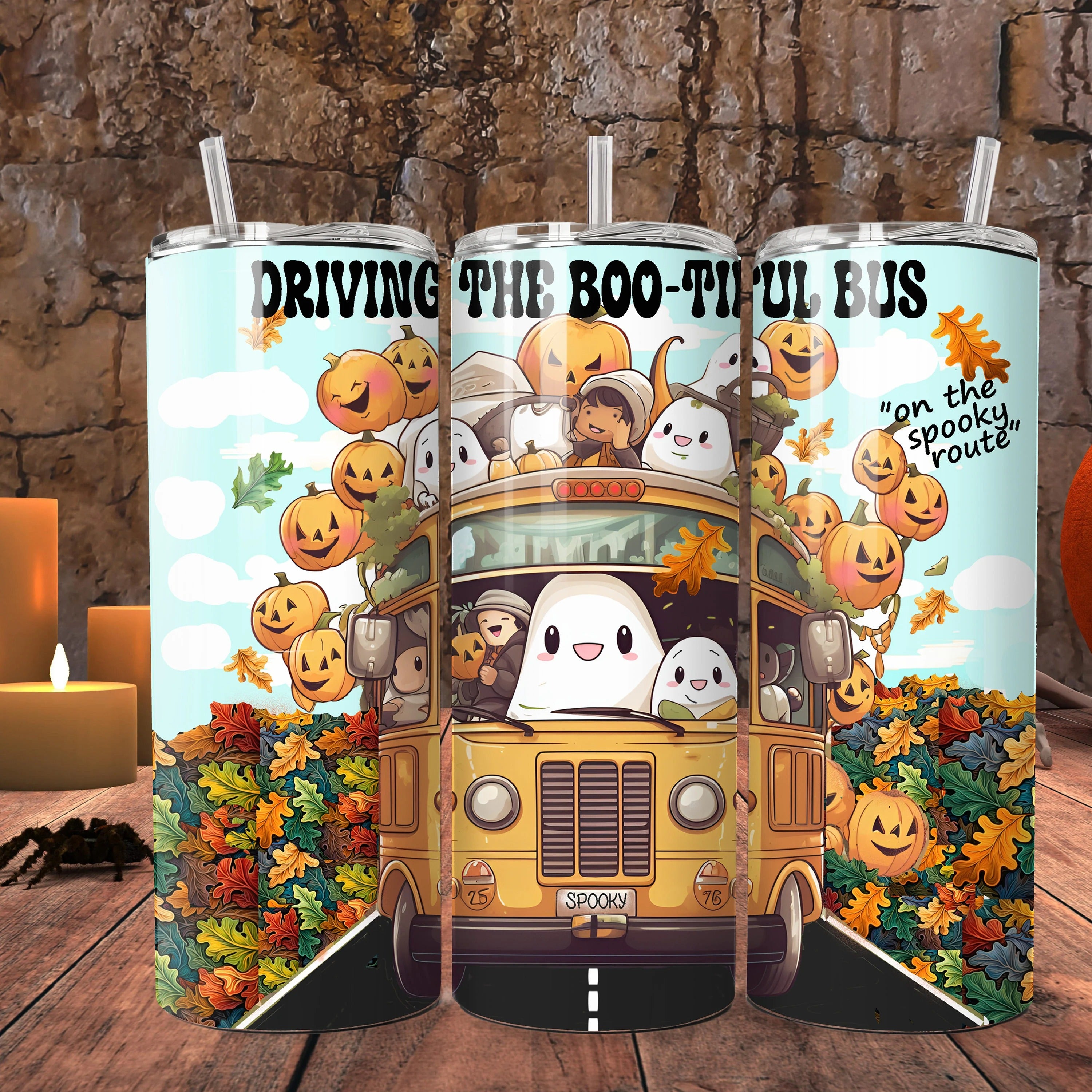 Halloween Bus Driver 20oz 30oz Tumbler, Bootiful Spooky Route Tumbler, Fall Gifts, Halloween Gifts