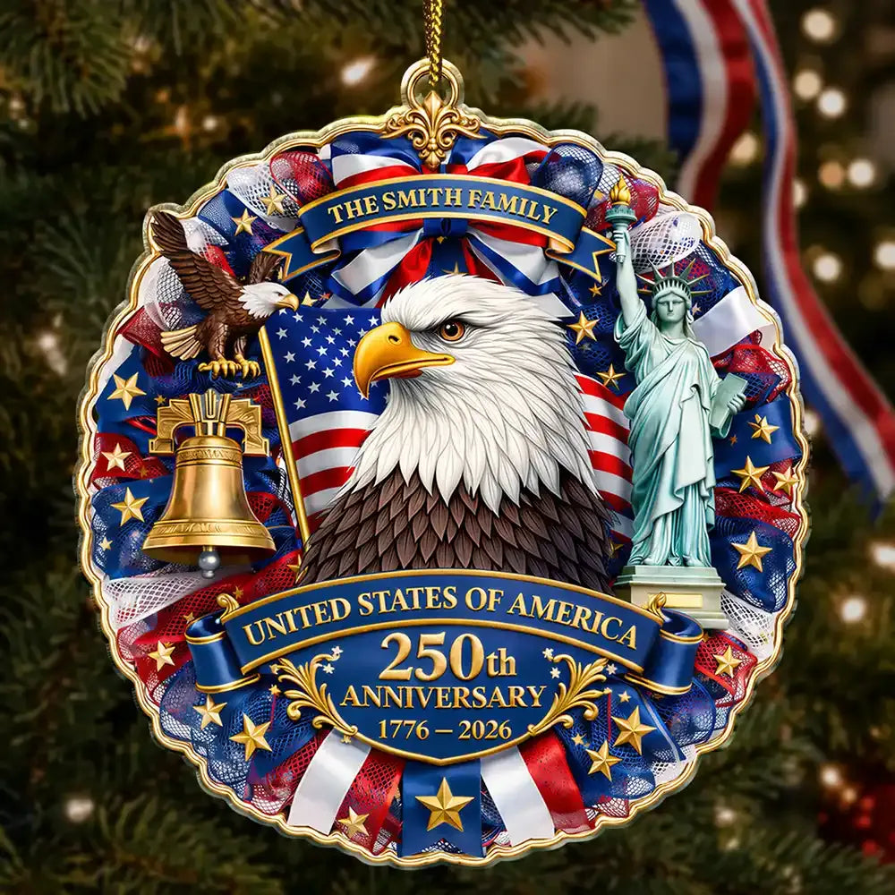 America 250 Bald Eagle Family Acrylic Ornament, American Tree Decor, Patriotic Gift