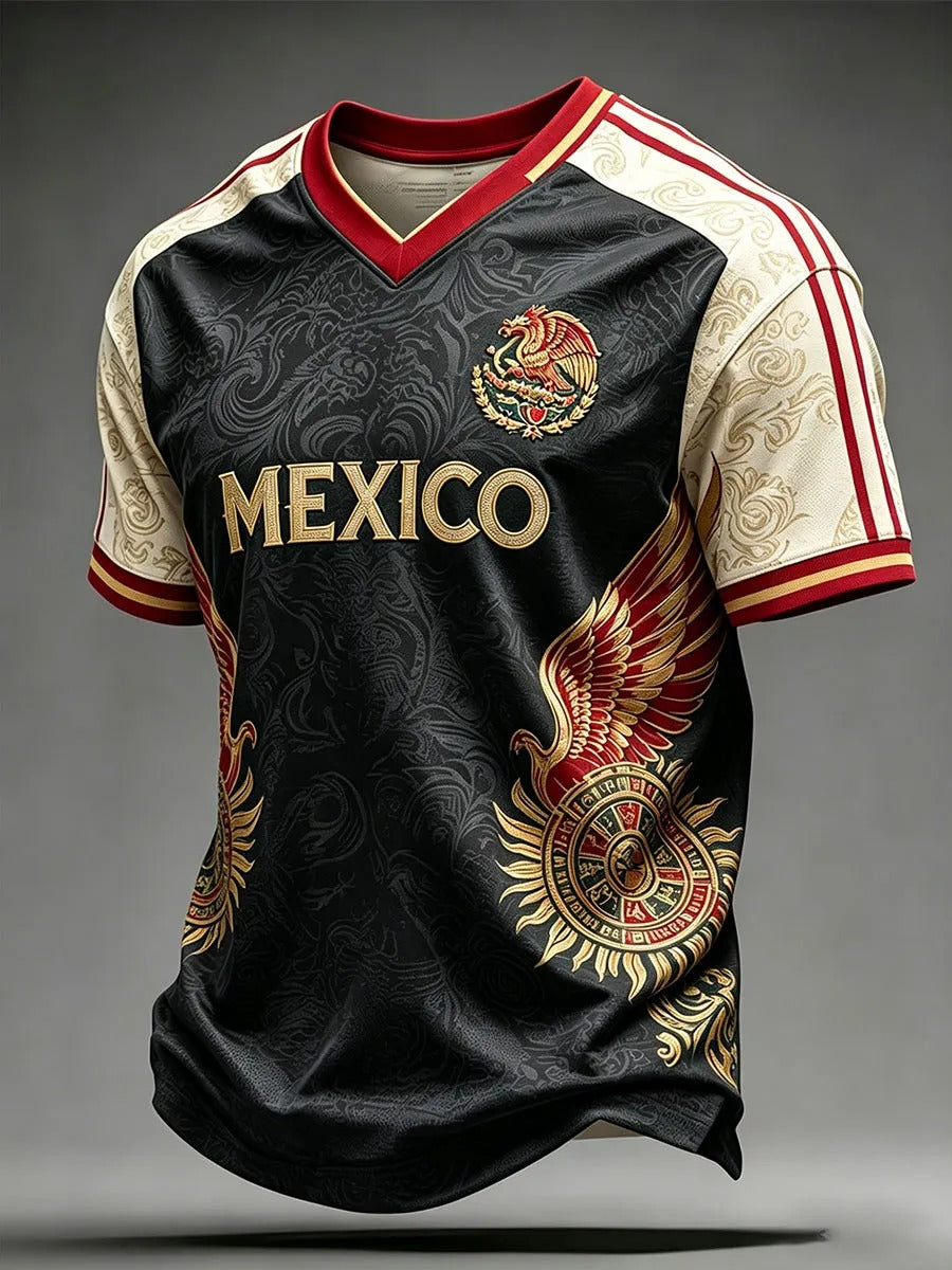 Mexico Gold Eagle Football V-neck Shirt Soccer Champion Shirt Gameday Soccer Shirt