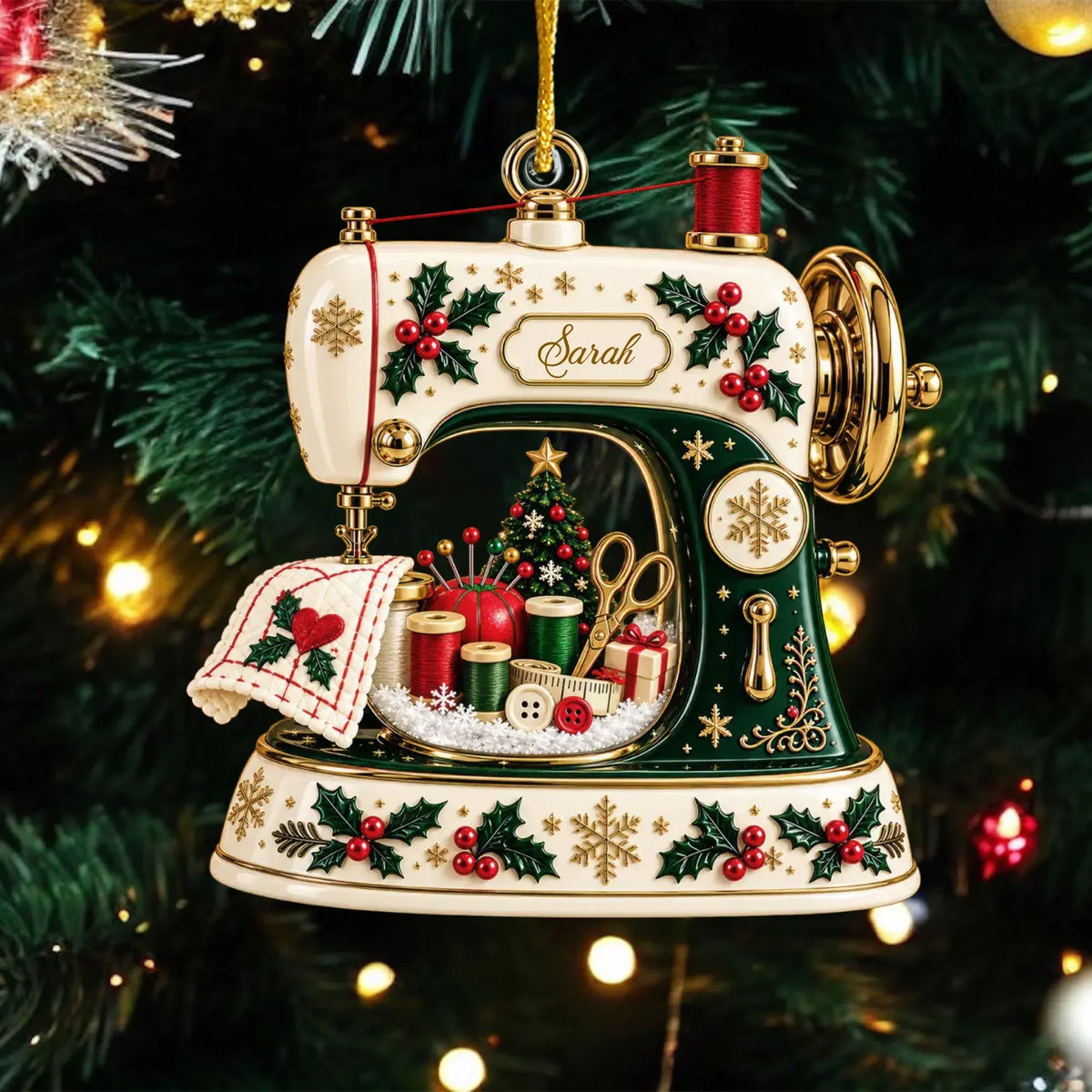 Custom Christmas Sewing Machine Acrylic Ornament, Sewing Gifts, Xmas Decorations