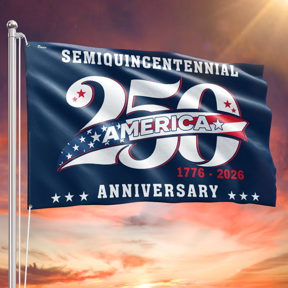 Patriotic 250th Anniversary 1776 2026 United States of America Semiquincentennial Grommet Flag