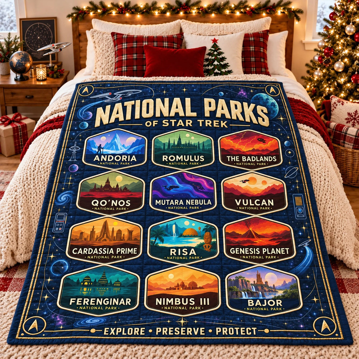 Galaxy Space National Parks Quilted Blanket, Throw Blanket, Blankets for Christmas