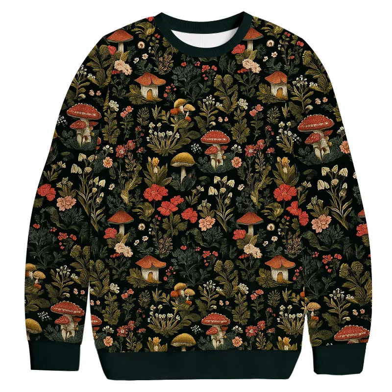 Enchanted Forest Mushroom Vintage Christmas Sweater, Ugly Xmas Sweater, Christmas Ugly Sweatshirt