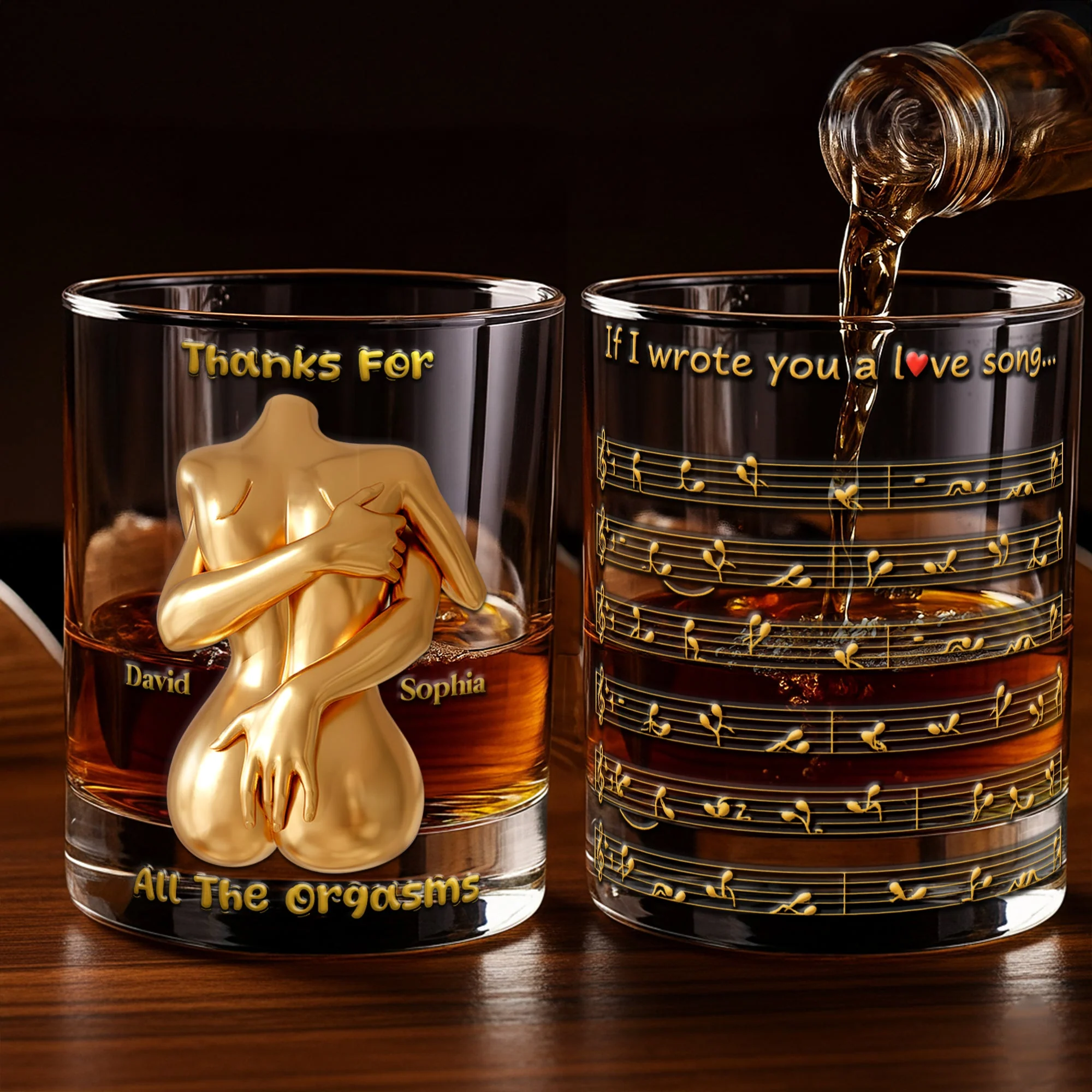 Sexy Hugging Naughty Couple Whiskey Glass, Personalized Whiskey Glasses, Valentine Couple Gift