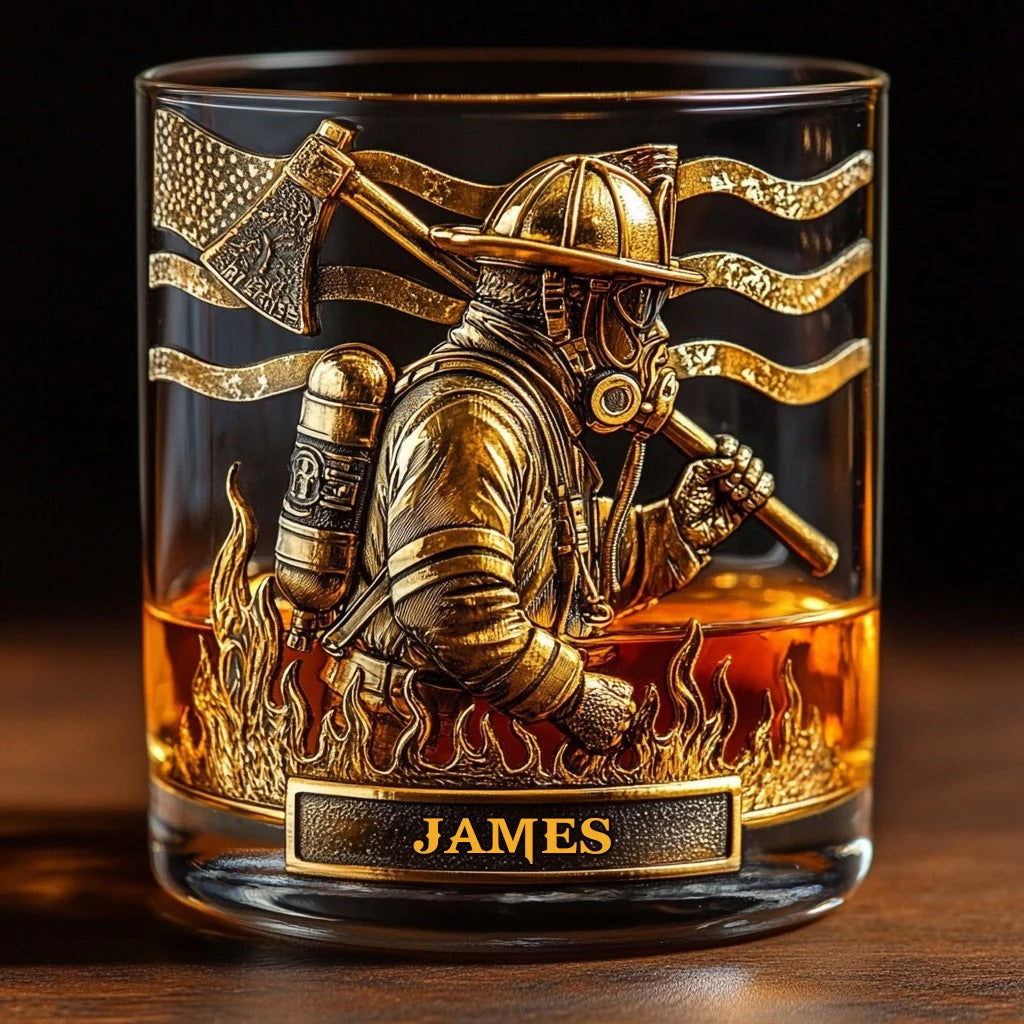 Proud Firefighter Personalized Whiskey Glass, Luxury Whiskey Glass, Fireman Gifts, Firefighter Christmas Gifts