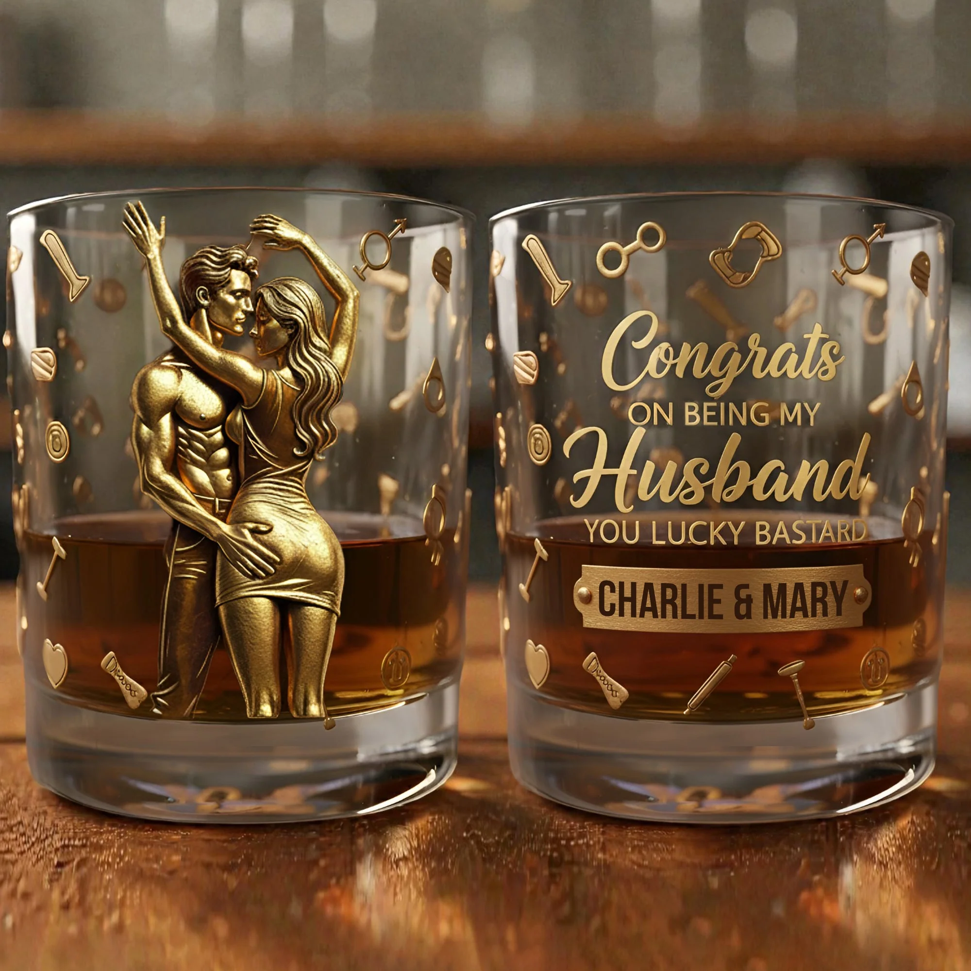 Congrats On Being My Husband Whiskey Glass, Gift For Whiskey Lover, Whiskey Glass Set, unique Valentines Gifts For Him