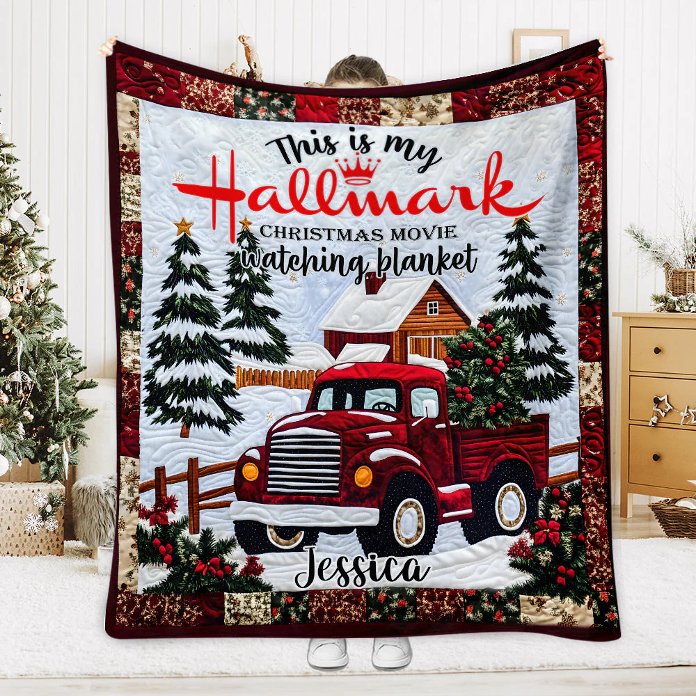Christmas Movie Watching Personalised Blanket, Christmas Throw Blanket, Christmas Home Decor