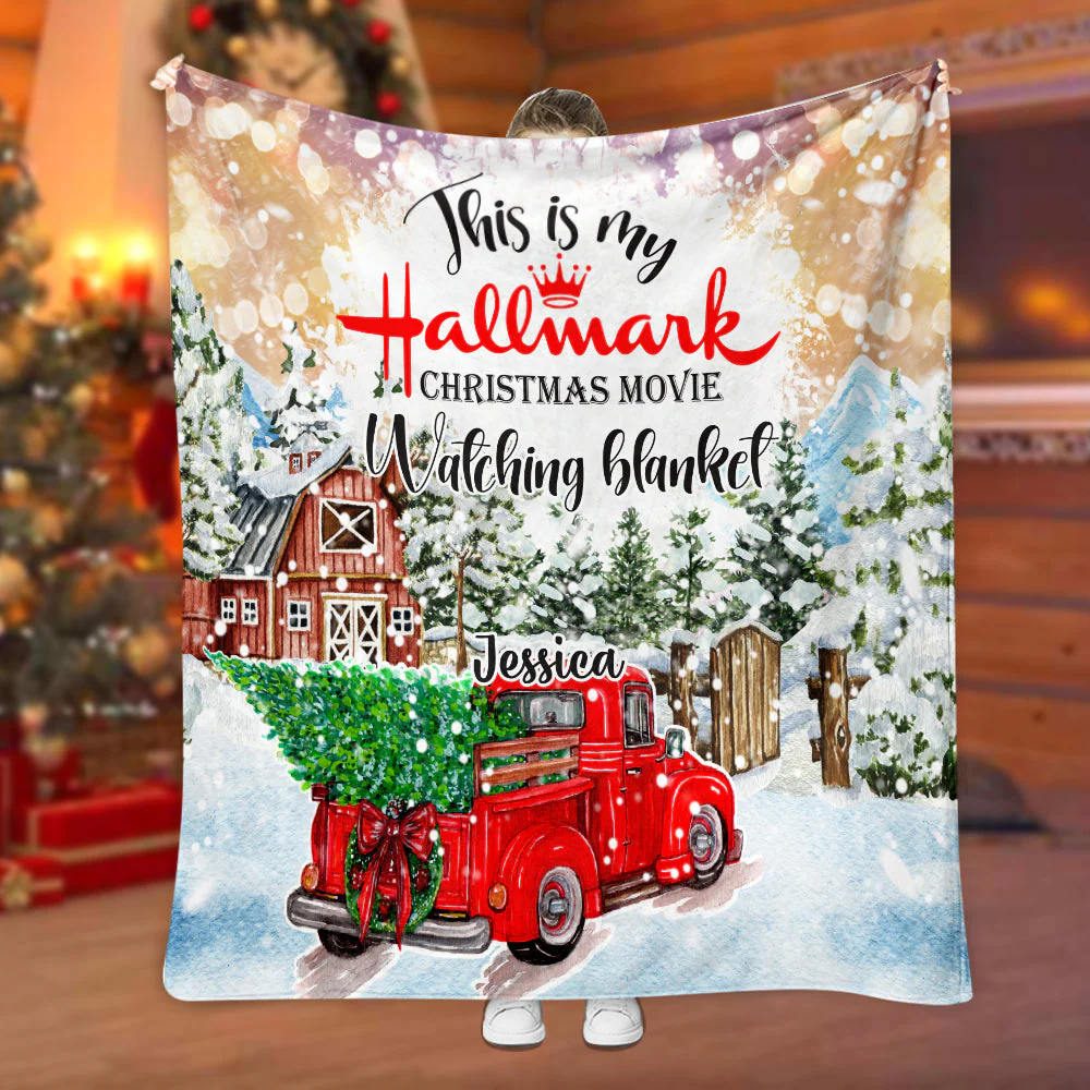 Christmas Movie Watching Personalised Blanket, Xmas Throw Blankets, Christmas Home Decor