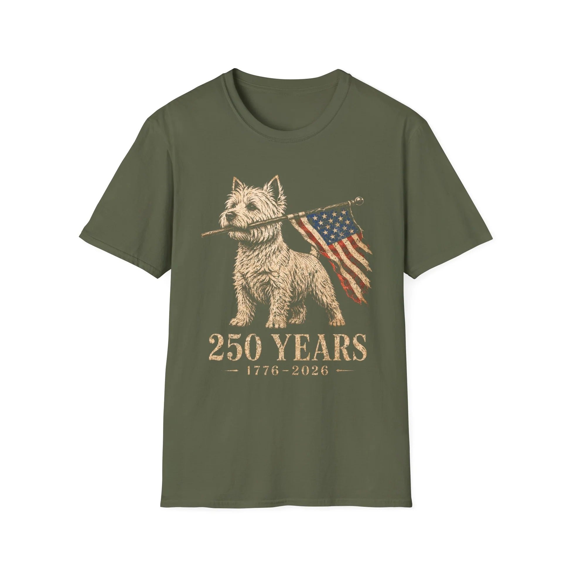 Patriotic Westie Dog American Flag T-Shirt, Vintage American Flag Shirt, America 250 Shirt