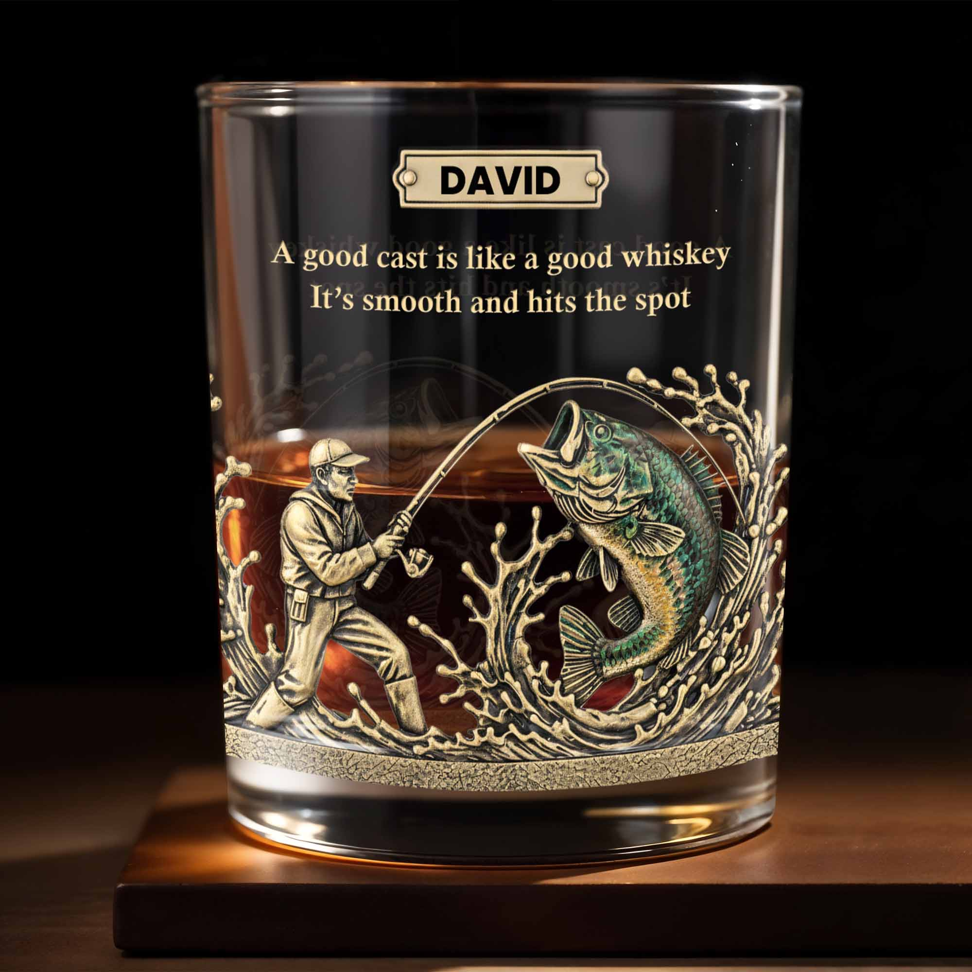 A Good Cast Is Like A Good Whiskey, Custom Name Whiskey Glass, Gift For Dad And Fishing Lovers