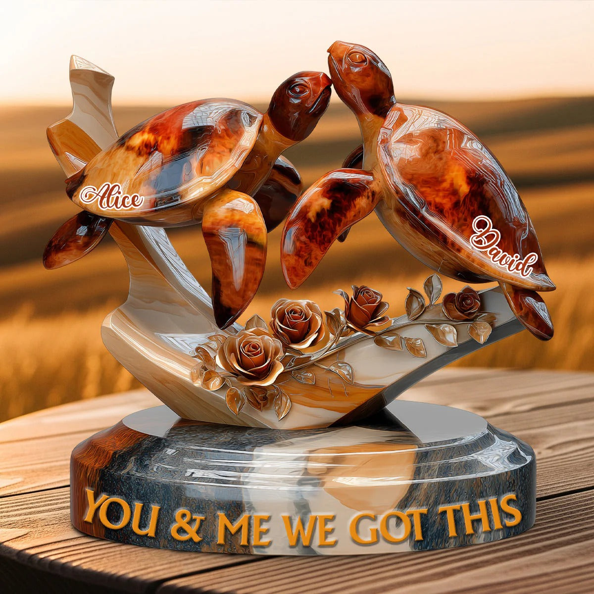 You & Me We Got This Turtle Rose Acrylic Plaque, Personalized Valentines Gift, Couple Anniversary Gift