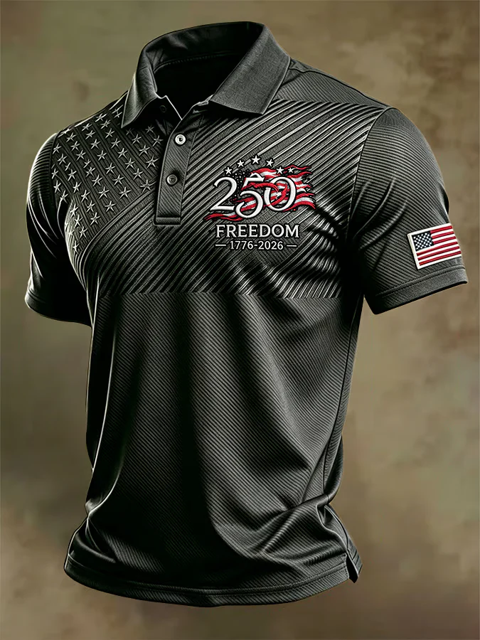 250 Years Of Freedom Patriotic Polo Shirt, America Men's Polo Shirt, 4th Of July Shirts For Men