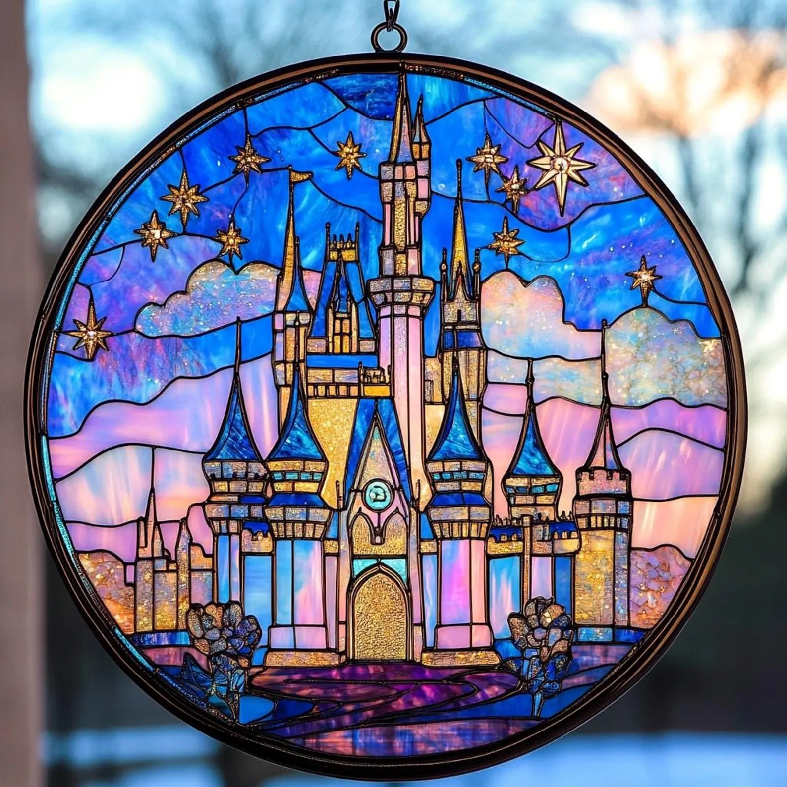Cartoon Castle Suncatcher, Crystal Suncatcher, Stained Glass Suncatchers, Window Suncatchers