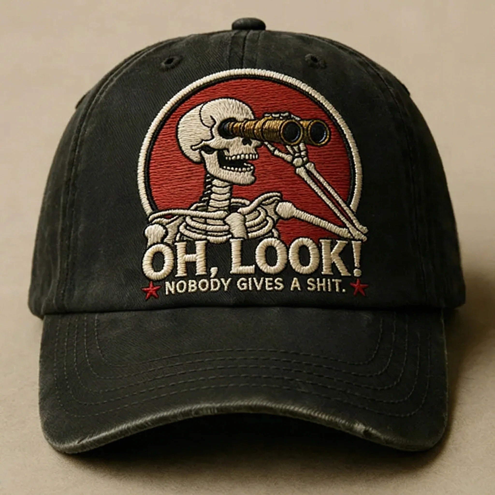 Oh Look Nobody Gives A Shit Hat, Vintage Washed Embroidered Cap, Unique Gift Idea