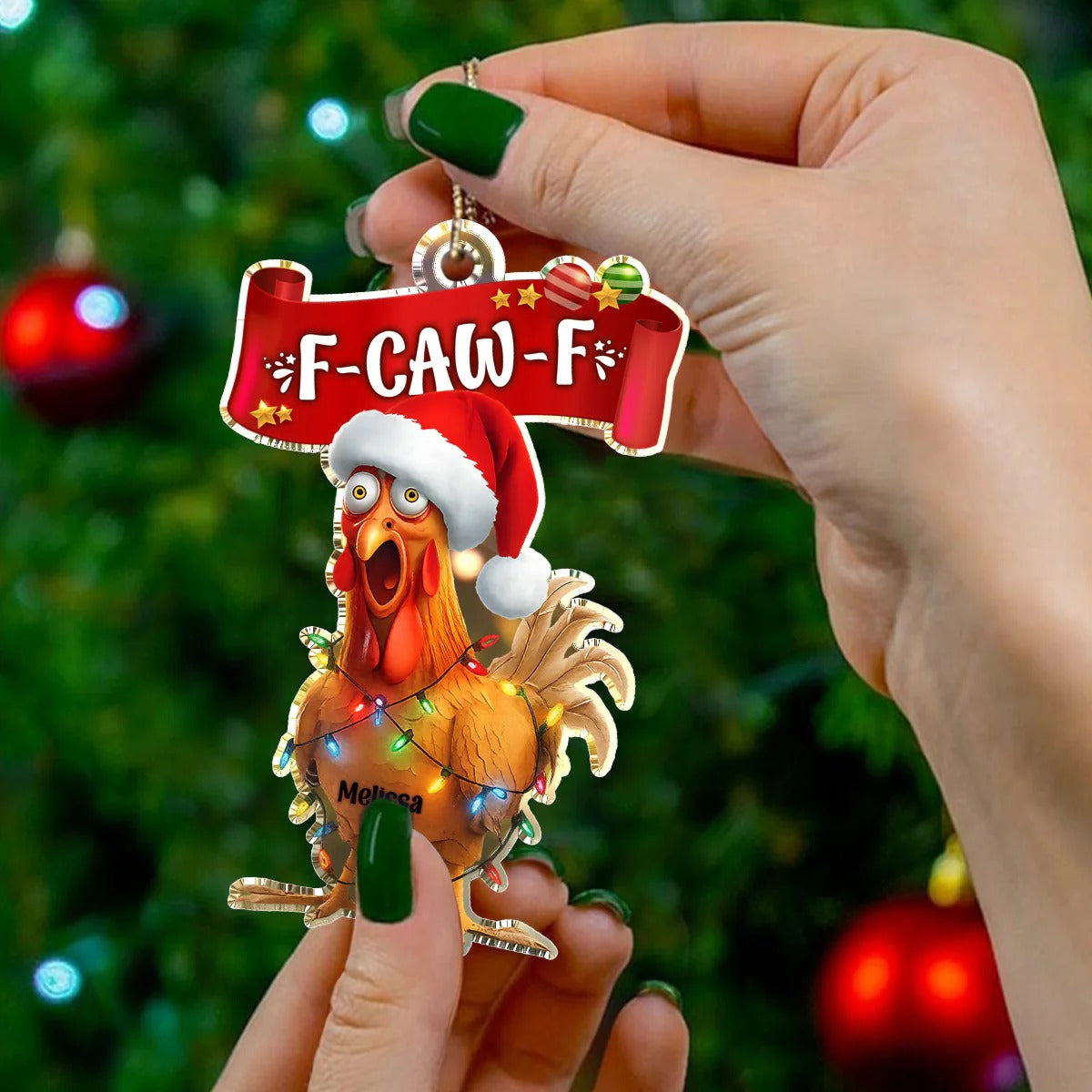 F Caw F Chicken Acrylic Ornament, Christmas Tree Decoration, Custom Christmas Ornament, Christmas Gifts