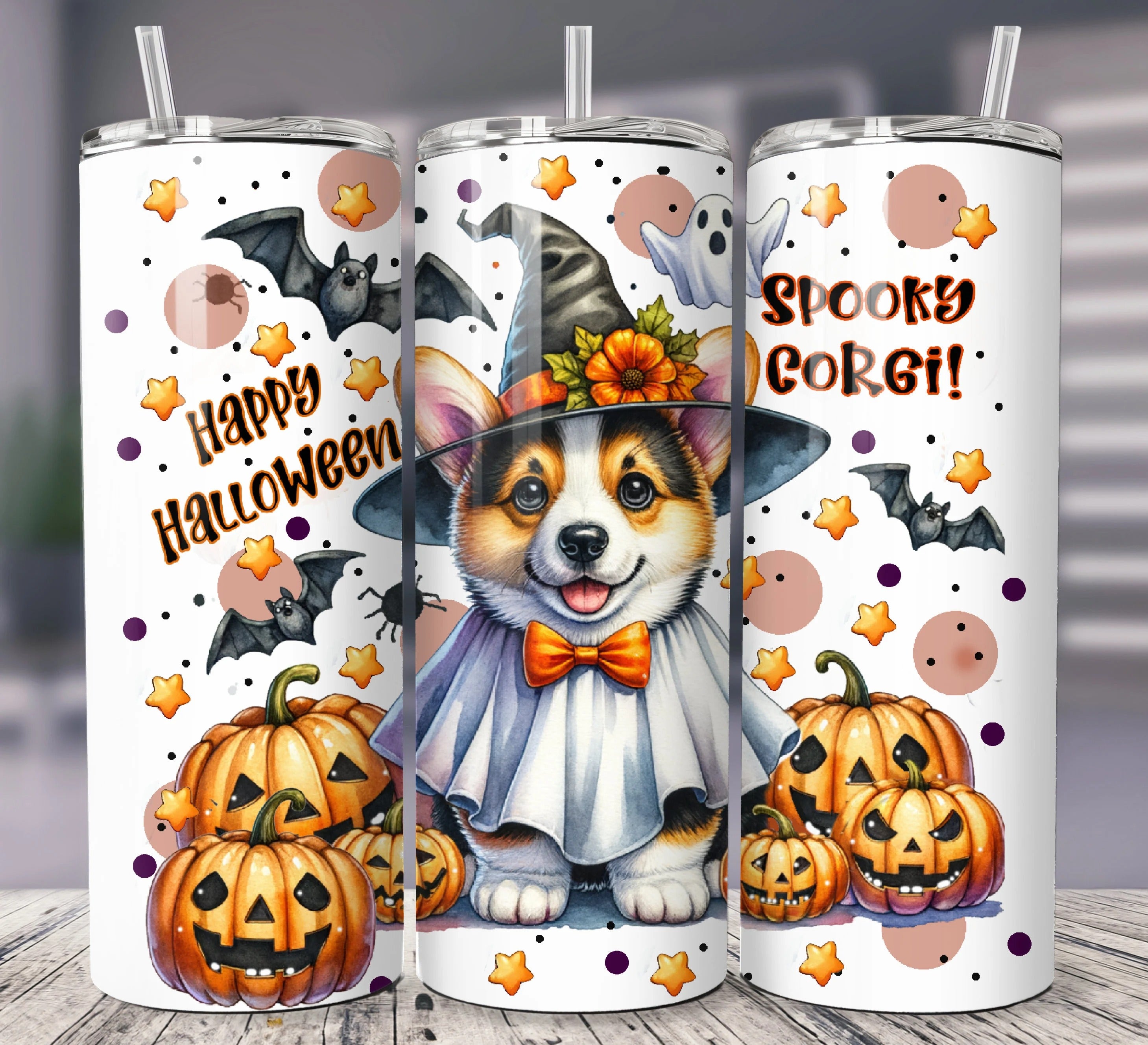 Halloween Corgi 20oz 30oz Tumbler, Dog Mom Gift, Dog Halloween Costumes, Halloween Gifts