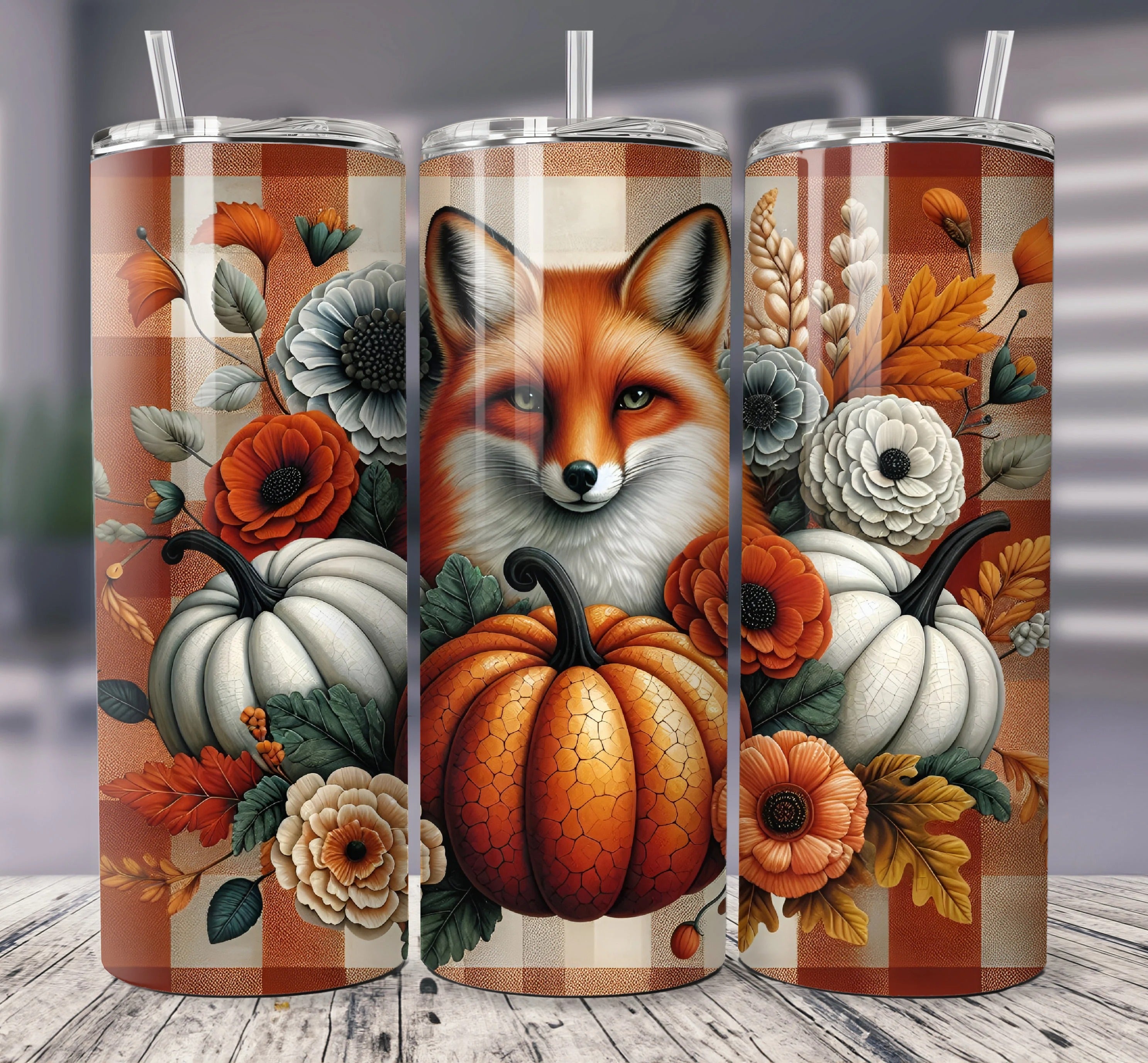 Red Fox Fall 20oz 30oz Tumbler, Fall Vibes Tumbler, Thanksgiving Gift Ideas