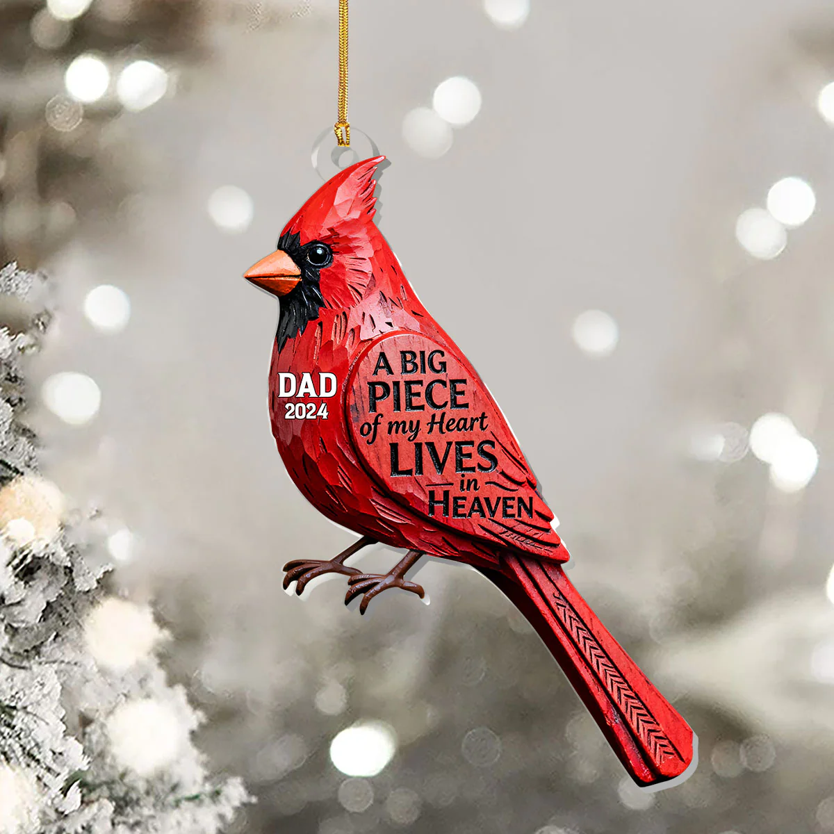 A Big Piece Of My Heart Lives In Heaven Memorial Christmas Ornament, Custom Name Acrylic Ornament, Xmas Decor