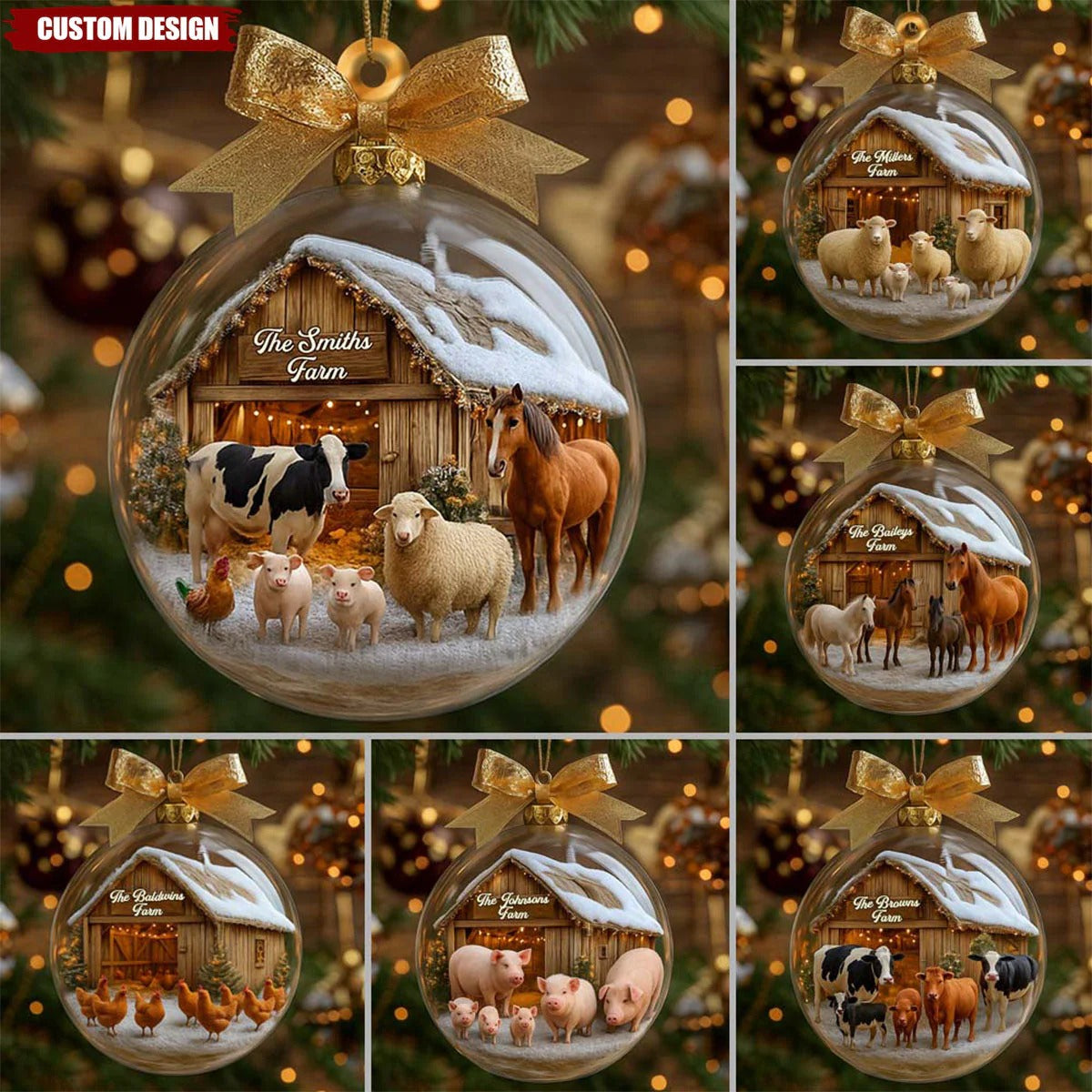 Christmas On The Farm Personalized Farmer Acrylic Ornament, Christmas Tree Ornaments, Christmas Gift