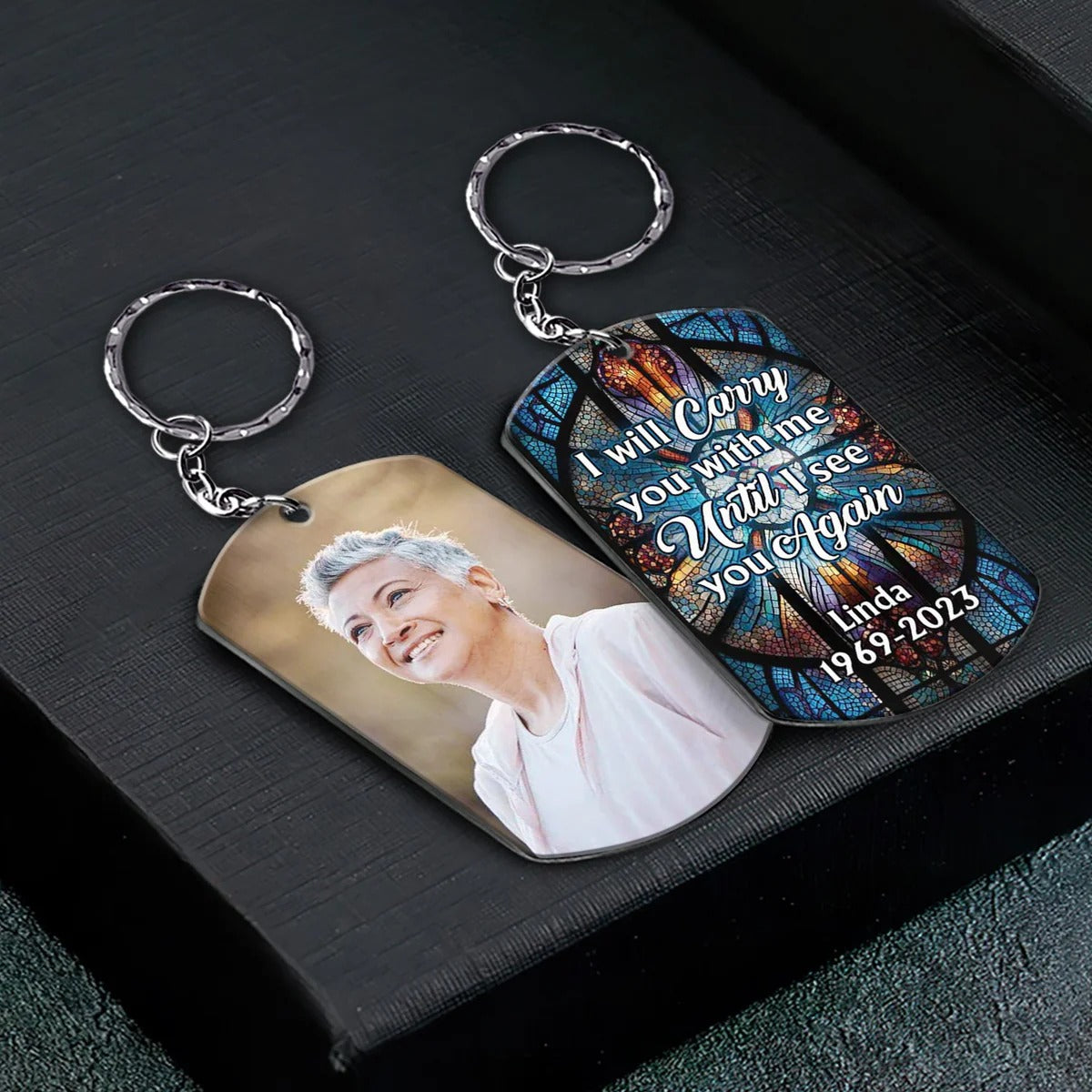 Custom Photo I Will Carry You With Me Memorial Keychain, Stainless Keychain, Aluminum Keychain