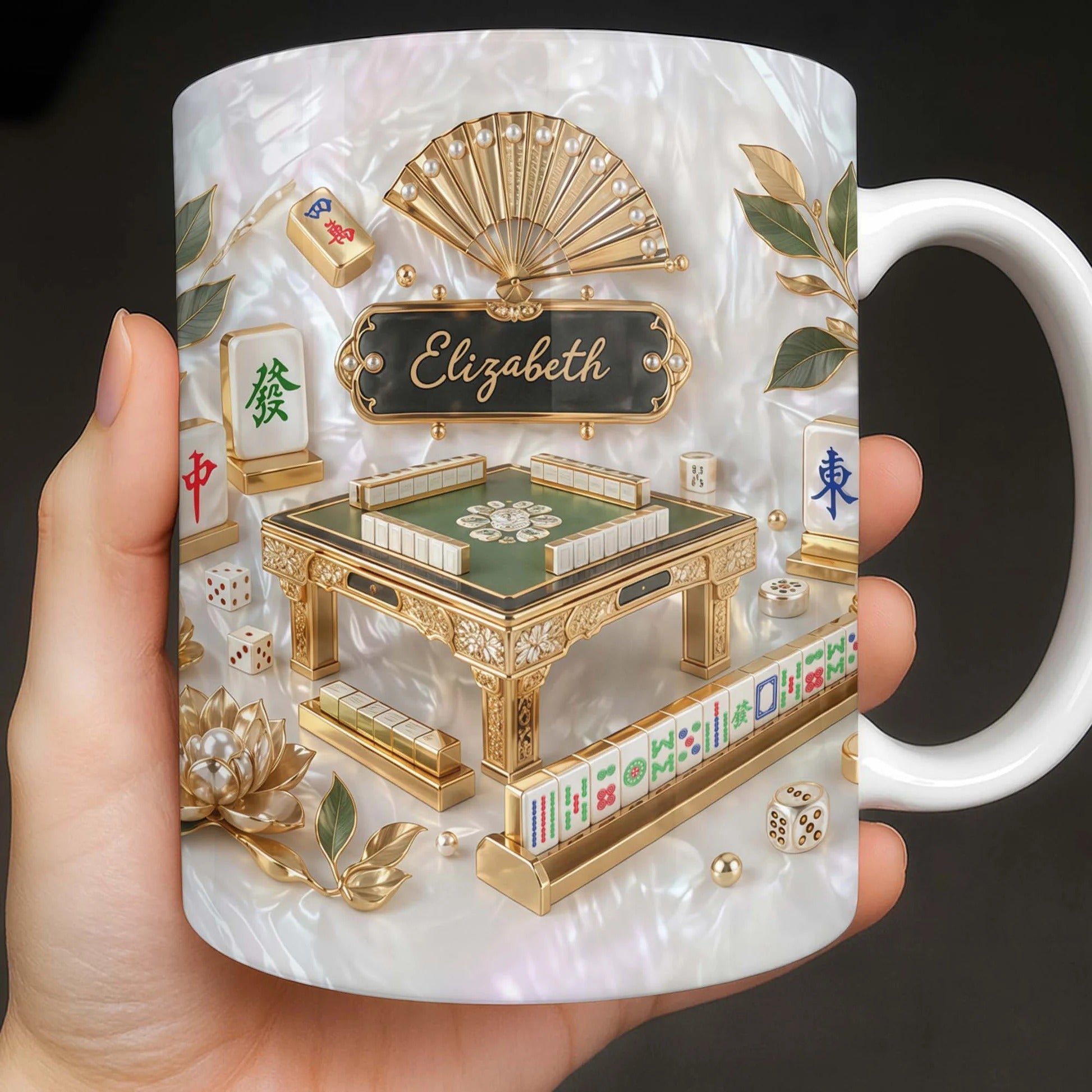 Personalized Mahjong Game Mug, Custom Name Coffee Mug, Mahjong Night Gift
