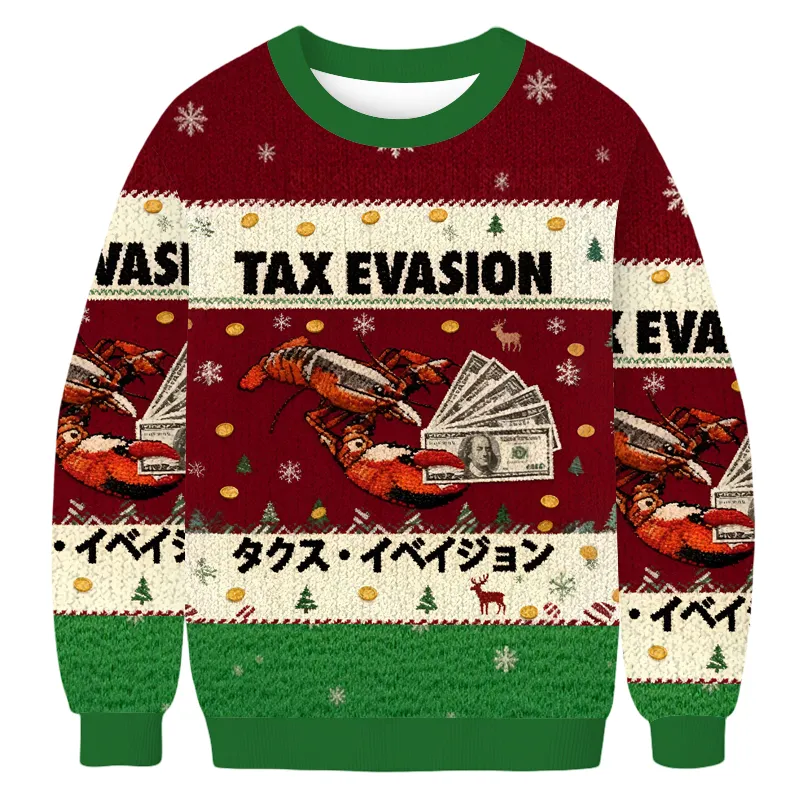 Tax Evasion Lobster Cash Funny Meme Ugly Sweater, Christmas Ugly Sweatshirt, Xmas Ugly Sweater