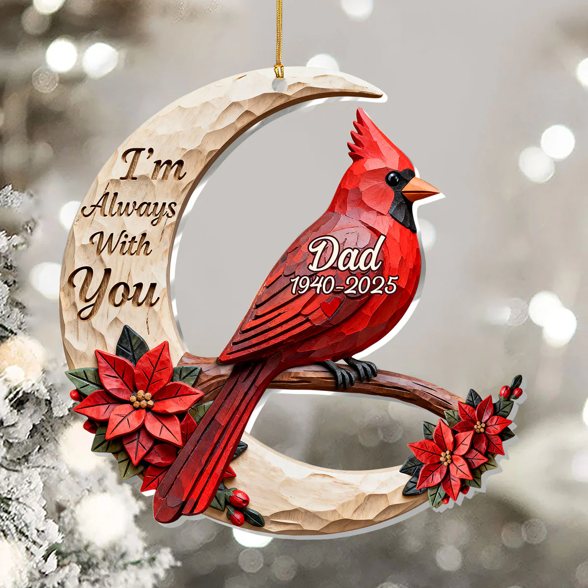 I'm Always With You Memorial Christmas Ornament, Custom Name Acrylic Ornament, Xmas Decor